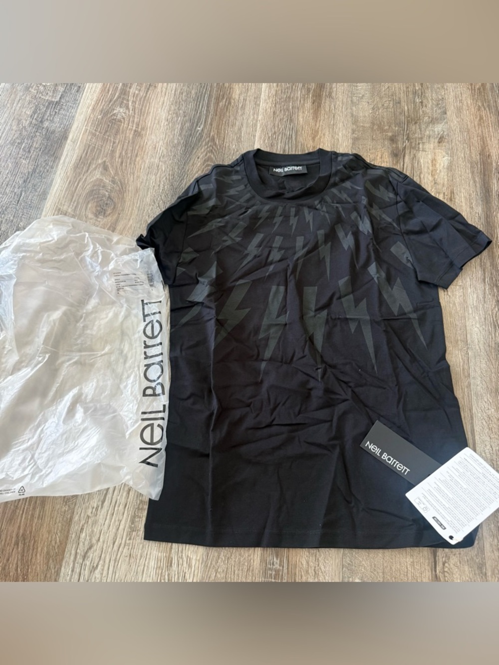 NEIL BARRETT fair aisle thunderbolt crew neck T Shirt • men’s x Small